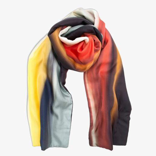 Winterse zijden sjaal, multicolour Elegante zijden sjaal voor het koude jaargetijde. Met warme vliesvoering. Van Abstract, Italië.