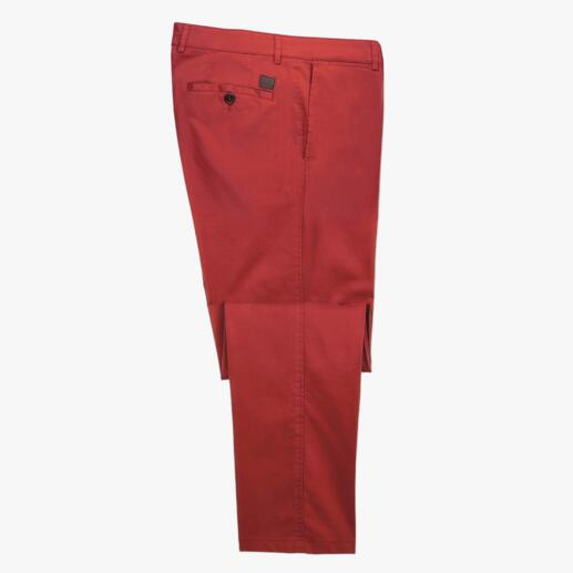 Rode elegante chinos, maat 25, plat liggend.