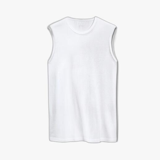 Mouwloze, ronde hals tanktop in wit, maat 46.