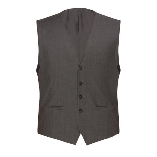 Grijze gilet van het Modul-Anzug Super-120 op een witte achtergrond.