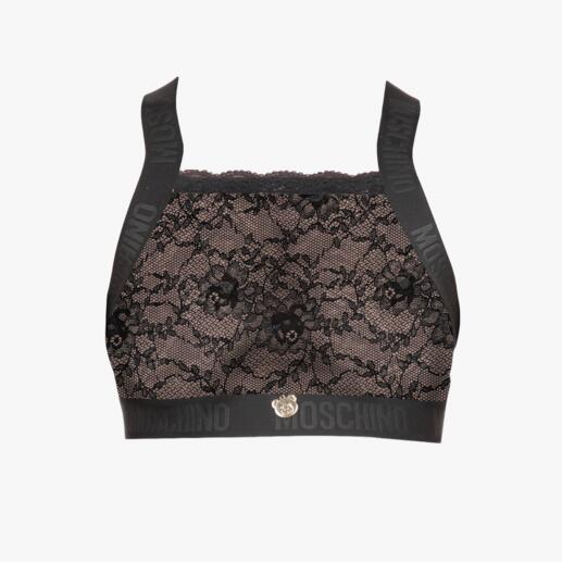 Moschino Underwear kanten bustier en slip De sportieve couture onder de lingerie: kanten lingerie van het Italiaanse trendlabel Moschino.