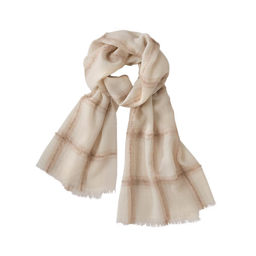 Alpaca-bouclésjaal Het lichte, zachte (en stijlvol subtiele) exemplaar onder de modieuze geruite sjaals.