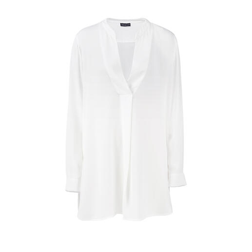 Witte tuniekblouse voor dames, met een losse snit.