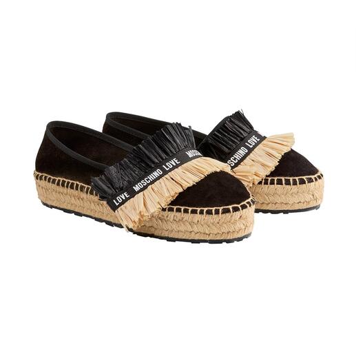 Love Moschino velourslederen espadrilles met zwart-beige ontwerp