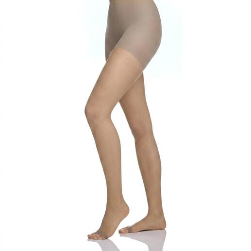 MAGIC® peep toe panty in huidskleur, zijaanzicht.