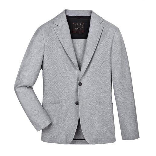 Lichtgrijze Honeycomb-blazer op een witte achtergrond.