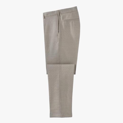 Hopsack broek van wol De ideale broek om het hele jaar door te dragen: warm dankzij scheerwol, luchtig door de Hopsack-structuur.