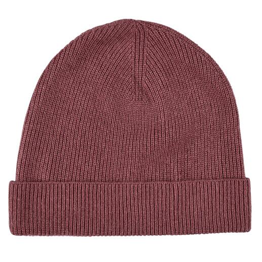 Rode kasjmier beanie gezien van boven