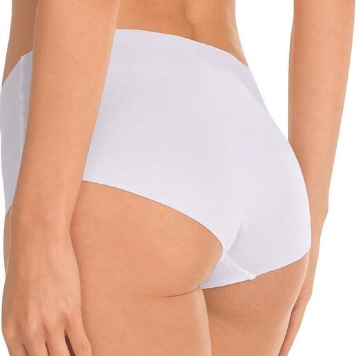 Witte hoge taille slip op een vrouw in profiel