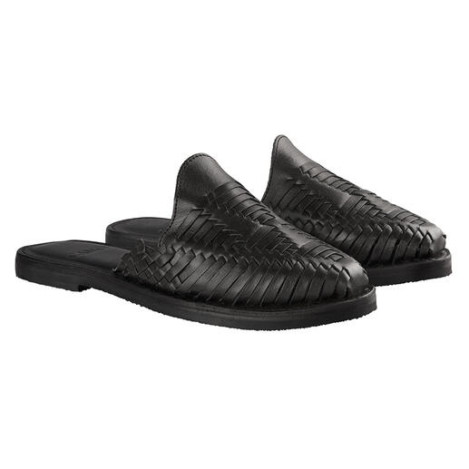 Cano gevlochten Huarache-schoenen De zomerschoen uit Mexico: originele handgevlochten Huarache. Nu als luchtige en comfortabele muiltjes.