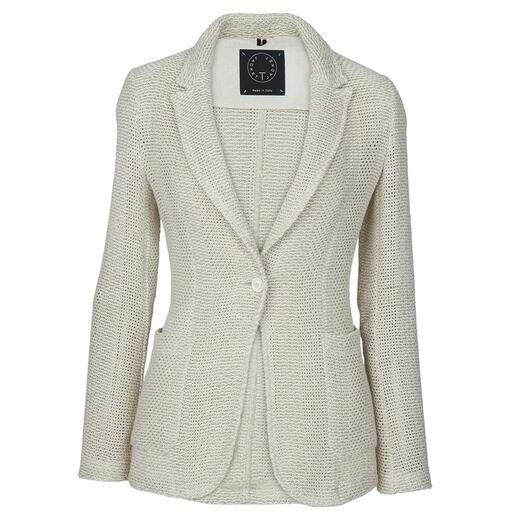 T-Jacket structuurblazer Comfortabel als een trui en elegant als een blazer. Heerlijk luchtig en oneindig veelzijdig.