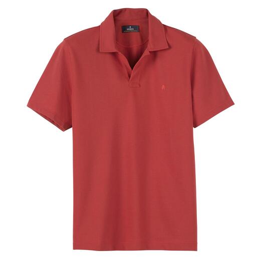 Ragman Pima-Pikee-Polo in Rood, heren, liggend op een witte achtergrond.