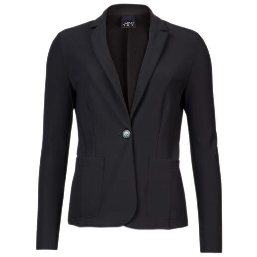 JapanTKY zakelijke blazer of broek Van ongecompliceerde travel-jersey die ook nog warm is: zwarte zakelijke outfit. Van JapanTKY, Nederland.