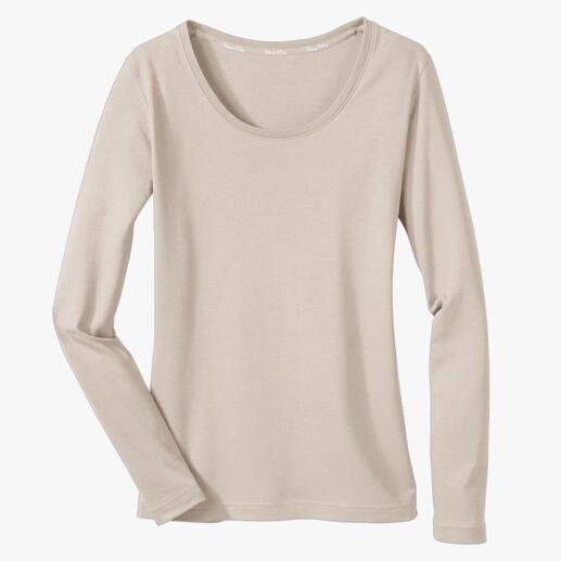 Beige Alpaka-Pima-shirt, voorkant