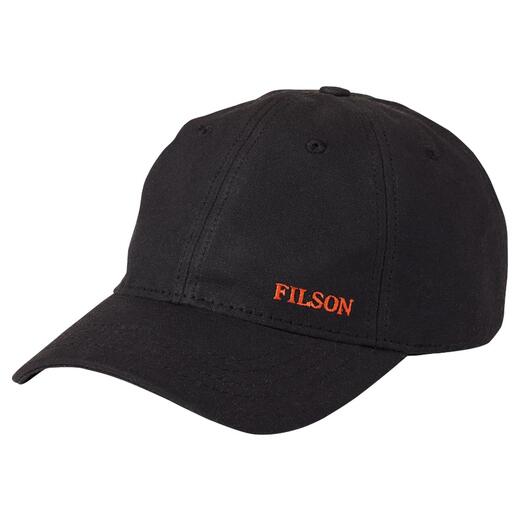 Filson Tin-Cloth-cap in zwart met geborduurd logo.