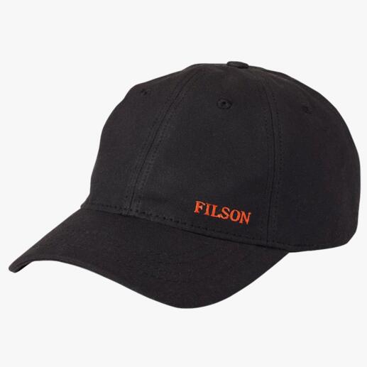 Filson Tin-Cloth-cap in zwart met geborduurd logo.