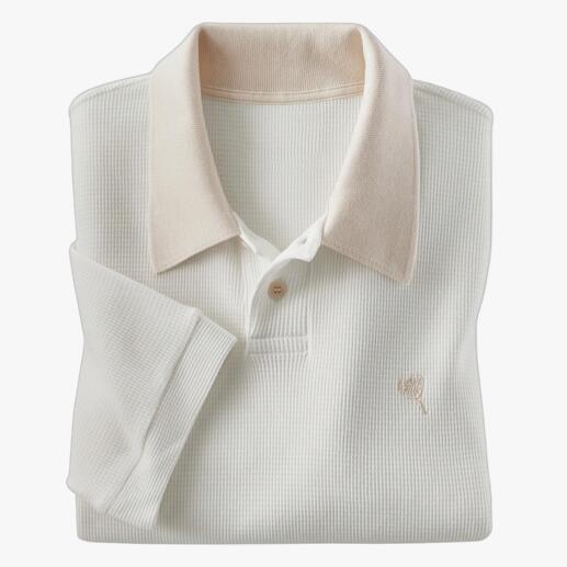 Open Era wafelpiqué polo in wit, gevouwen