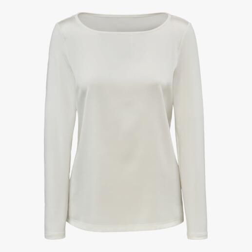 Shirt van zijde/jersey De luxebasic met een voorpand van glanzende zijde: elegant als een blouse, comfortabel als een shirt.