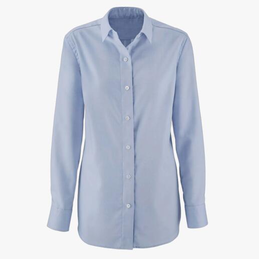 Yorokani Easy-Close blouse, lichtblauw Zacht oxford-weefsel. Comfortabele A-lijn met stolpplooi. Sierknopen van parelmoer. Van Yorokani.