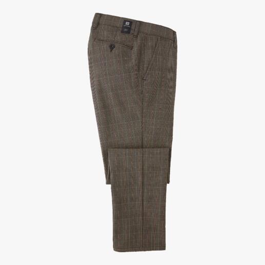 Comfortbroek met glencheck Correct als een elegante flanellen pantalon. Comfortabel als een joggingbroek.
