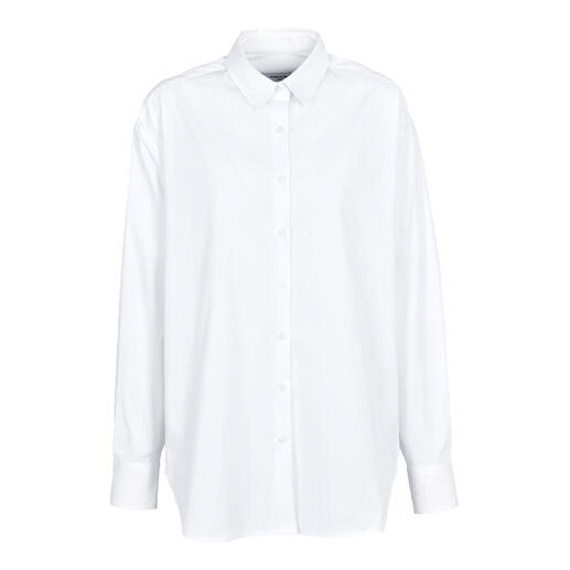 Witte basic oversize blouse in maat 34 met kraag en knopen.