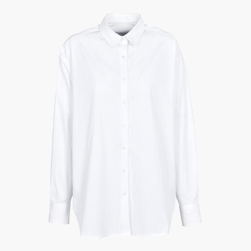 Witte basic oversize blouse in maat 34 met kraag en knopen.