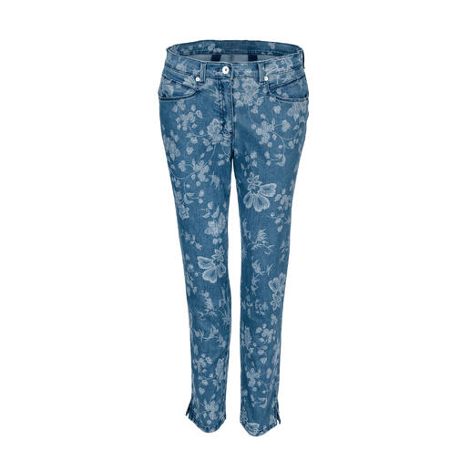 Vooraanzicht van de RAPHAELA BY BRAX tover-jeans bloemen.
