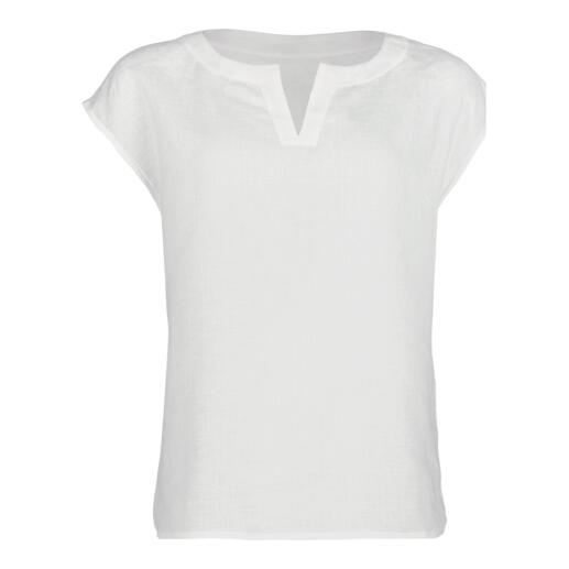 Wit linnen blouse t-shirt voor loungewear.
