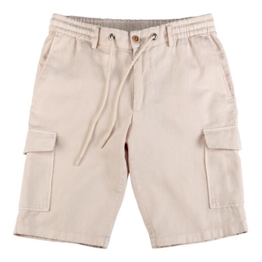 Katoenen cargo-shorts in beige met elastische tailleband en casual stijl.
