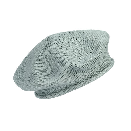 mint Min kleurige katoenen baret met netstructuur.