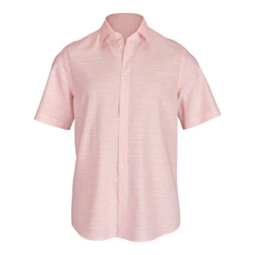 Roze tropical overhemd met korte mouwen en een boxy snit.