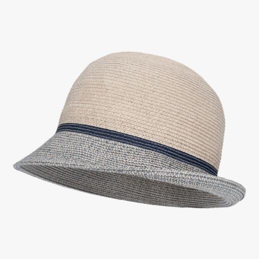 Beige-lichtblauwe Mayser Borten-Cloche vanaf de zijkant