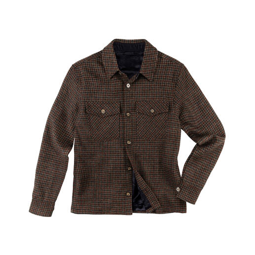 Houndstooth overshirt in de kleur bruin op een witte achtergrond.