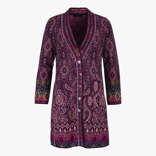 IVKO lange cardigan met jacquardmotief Breikunst van het hoogste niveau: de elegante lange cardigan met exotisch jacquardmotief.