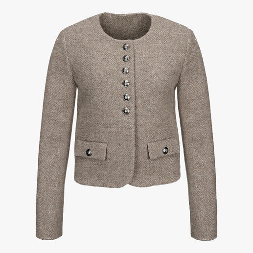 NVSCO coutureblazer met alpaca De elegante, wollen coutureblazer met alpaca en glanzend gemetalliseerd garen.