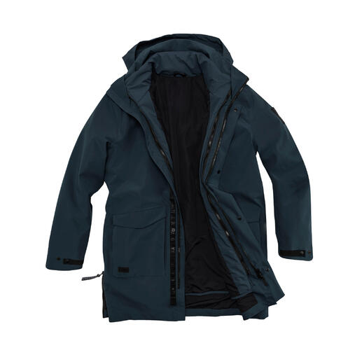 3-in-1 regenparka in geopende toestand