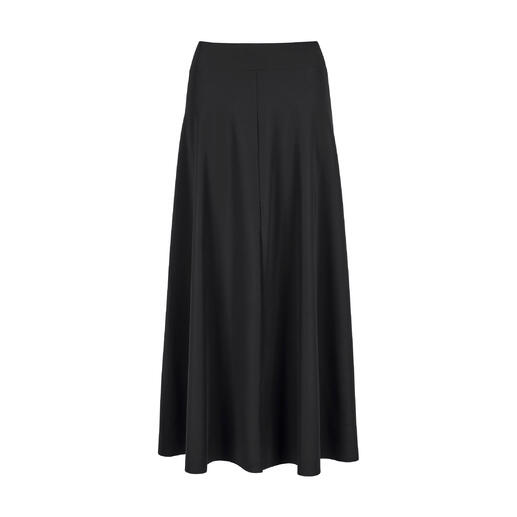 Lange zwarte A-lijn jersey rok