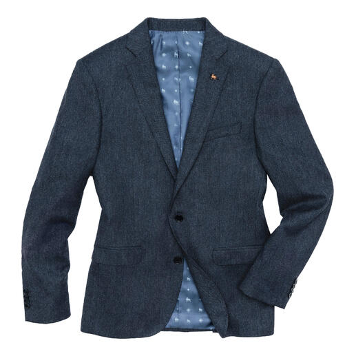 Vooraanzicht van een Donegal-tweed blazer op een witte achtergrond