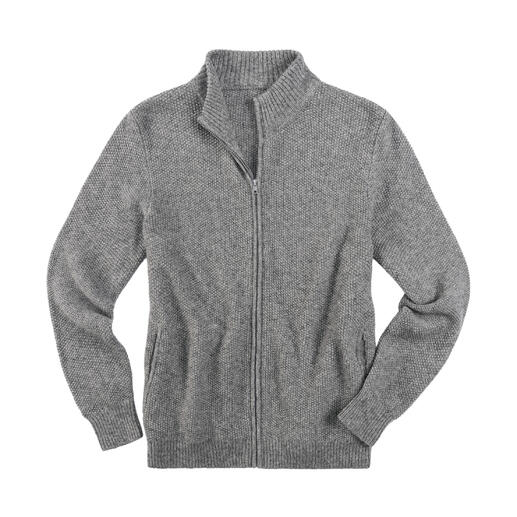 Grijze alpaca klimaat cardigan in zijaanzicht