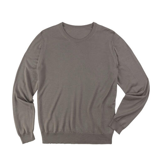 Taupe John Smedley-trui, voorkant