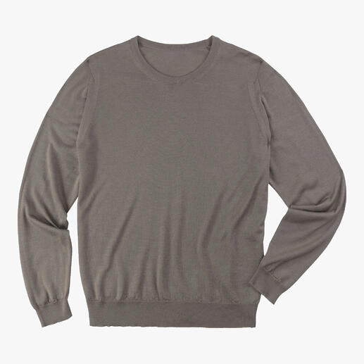 Taupe John Smedley-trui, voorkant