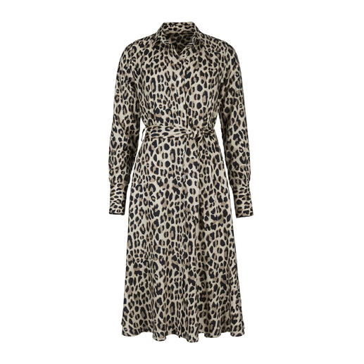 Leopard jurk met riem in volledig zicht
