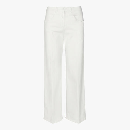 Witte wide-leg broek van RAPHAELA BY BRAX, vooraanzicht met zijzakken.