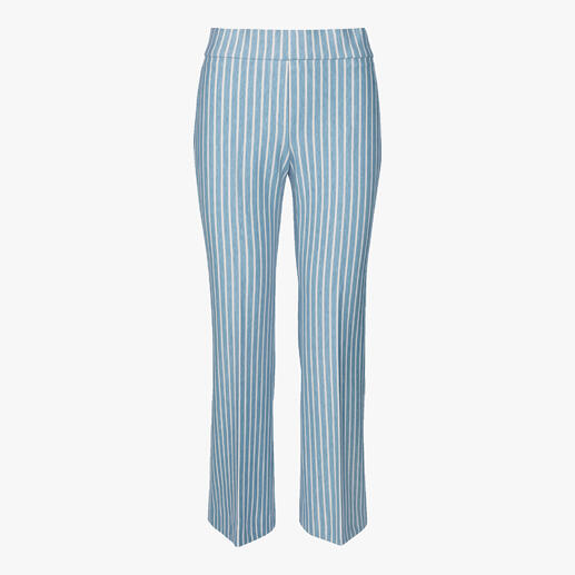 Blauwe strepen schlupfhose van Seductive, vooraanzicht.