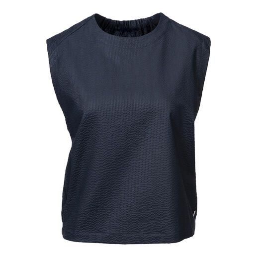 Donkerblauw blouse shirt met rechte snit.