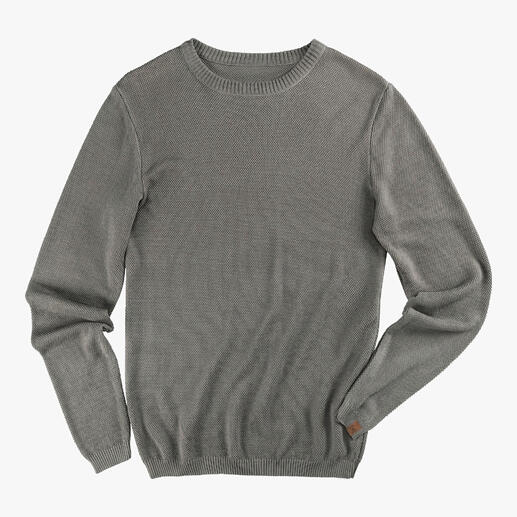 Grijze Ivanhoe Tencel-Piqué-trui op een witte achtergrond.