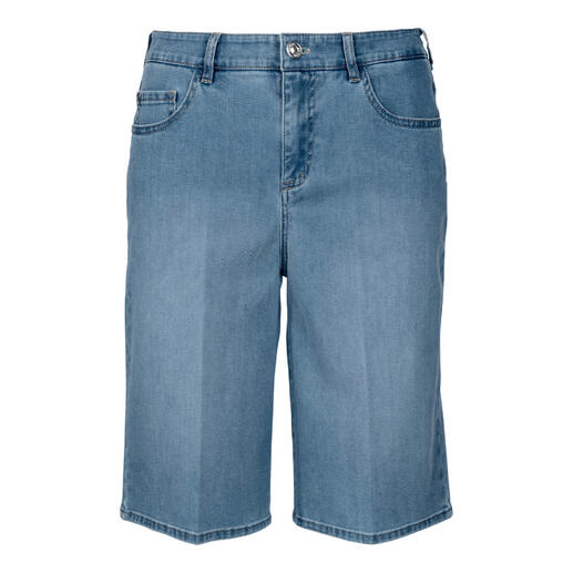 Lichte jeans bermuda, vooraanzicht