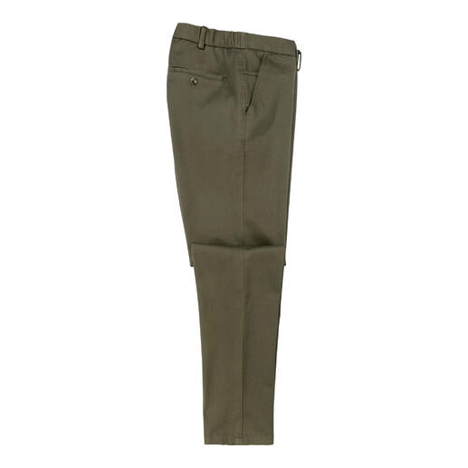Hiltl Premium Chino in olijfgroen, zijaanzicht
