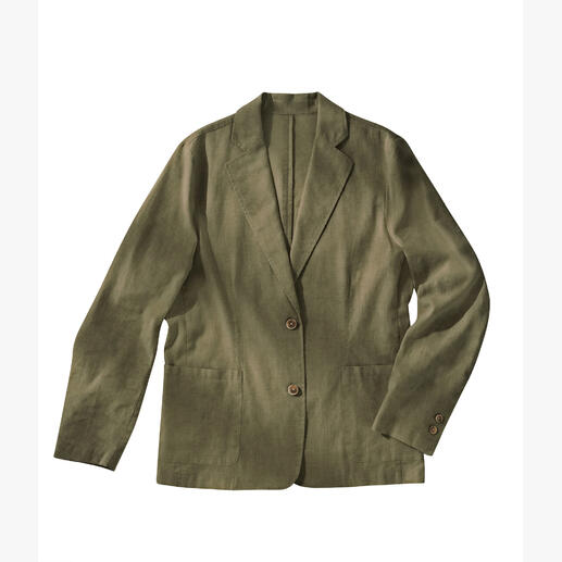 Hennep blazer op een witte achtergrond, in grijze kleur, in losse snit.