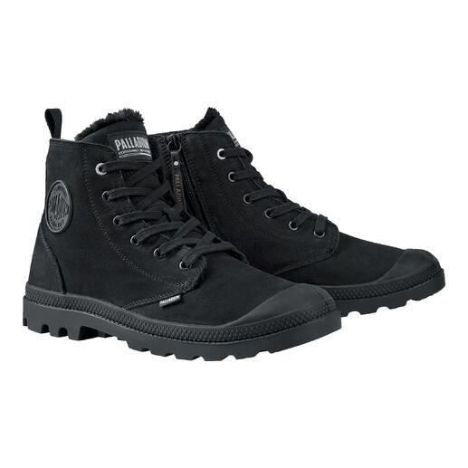 Zwarte Palladium winterboot met veters en een zijrits, maat 41